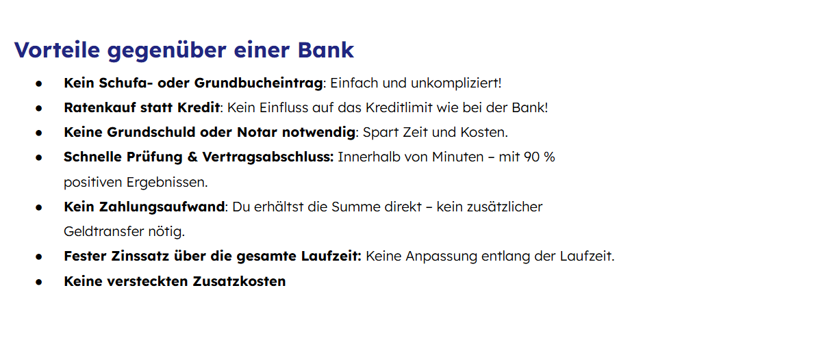 Vorteile gegenüber einer Bank