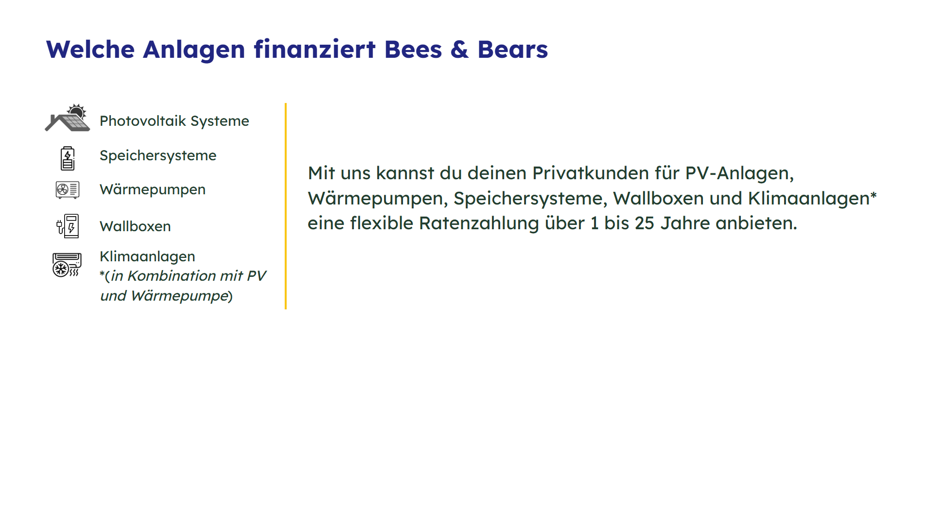 Welche Anlagen finanziert Bees & Bears